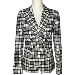 Maison d'Amelie Women's Medium Plaid Career Blazer Jacket Collared‎ Checkered